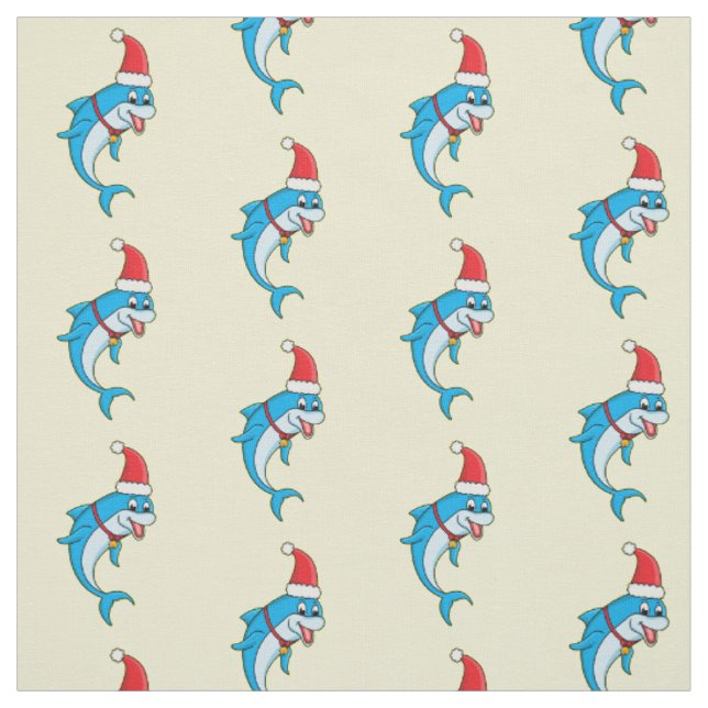 Tecido Golfinho bonito com desenho animado de Papai Noel (Modelo)