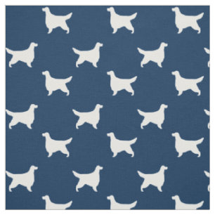 Tecido Gordon Setter Silhouettes Padrão Azul e Branco