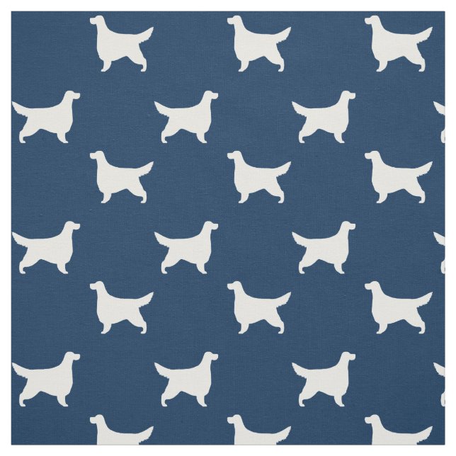 Tecido Gordon Setter Silhouettes Padrão Azul e Branco (Modelo)