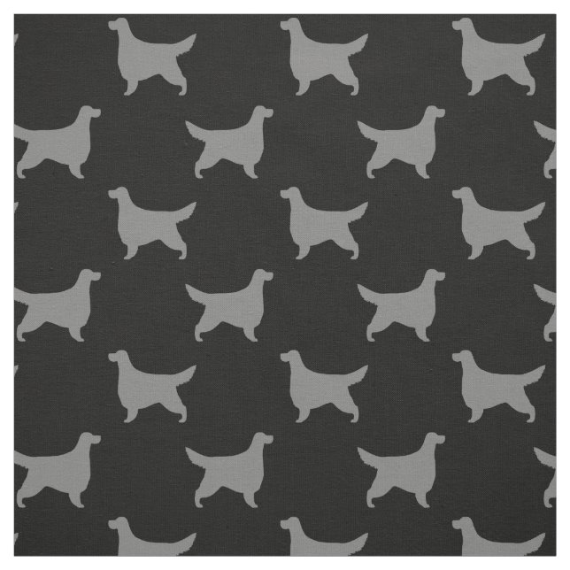 Tecido Gordon Setter Silhouettes Padrão Preto e Cinza (Modelo)