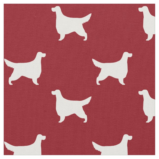 Tecido Gordon Setter Silhouettes Padrão Vermelho e Branco (Detalhe)