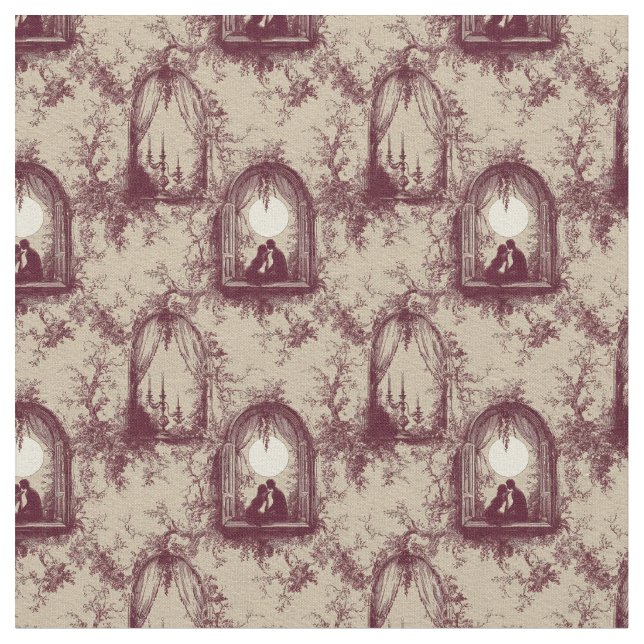 Tecido Gothic Love Valentine Burgundy Toile De Jouy  (Detalhe)