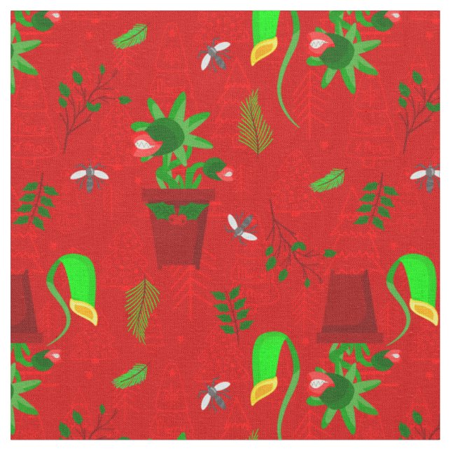 Tecido góthmas natal venus flytrap crepma (Detalhe)
