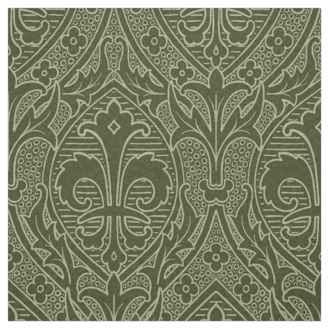 Tecido Gótica Revival Fleur de Lys - Loden Green (Modelo)