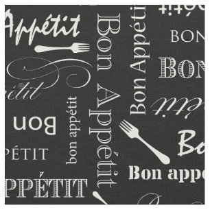 Tecido Gourmet Kitchen Bon Appetit Black and White