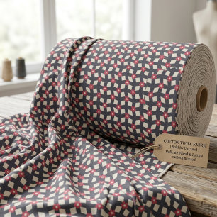 Tecido Grade Naval Floral Abstrata em Xadrez - Twill de A