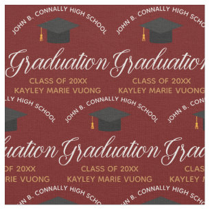 Tecido Graduação Dourado Grená Personalizado Graduado 202