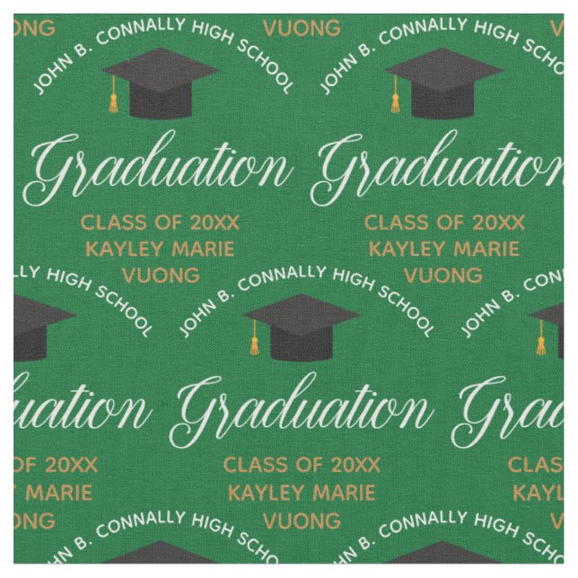 Tecido Graduação Personalizada do Formando Dourado Verde (Detalhe)