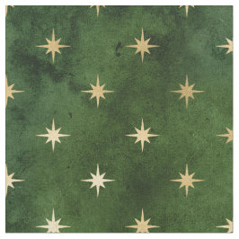 Tecido Gráfico de estrelas Douradas verdes do Natal