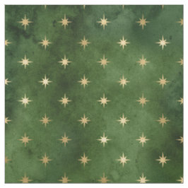 Tecido Gráfico de estrelas Douradas verdes do Natal
