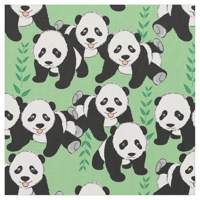 Tecido Gráfico de Ursos de Panda (Detalhe)