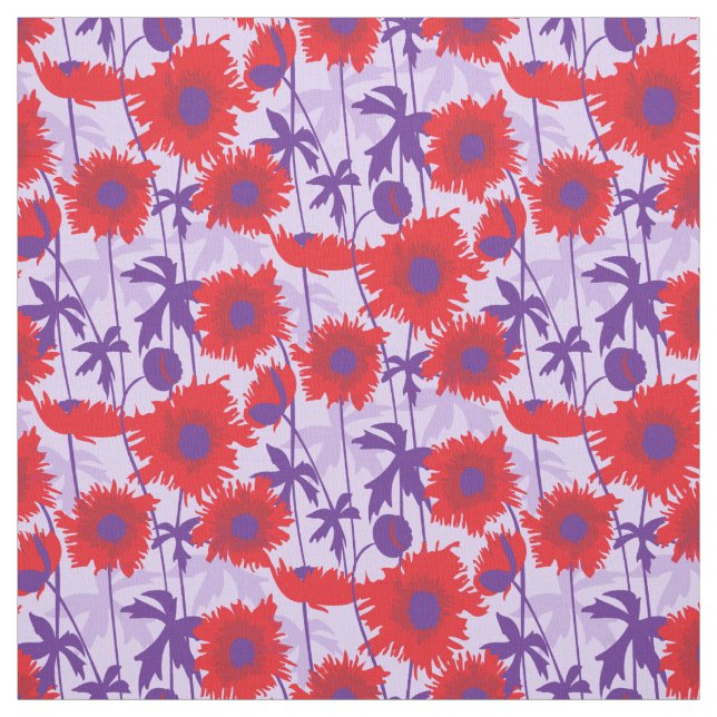 Tecido gráfico floral roxo vermelho púrpura (Modelo)