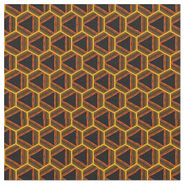 Tecido Gráfico Padrão Geométrico Abstrato Preto Amarelo