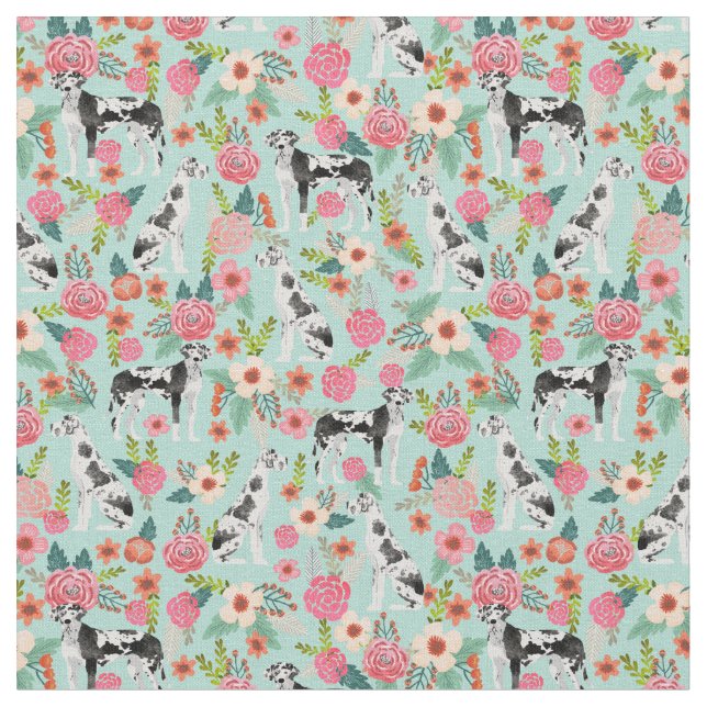 Tecido Grande Dane vintage florals menta (Detalhe)