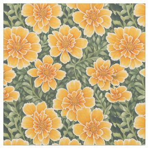 Tecido Grande Padrão Floral Flores Marigold