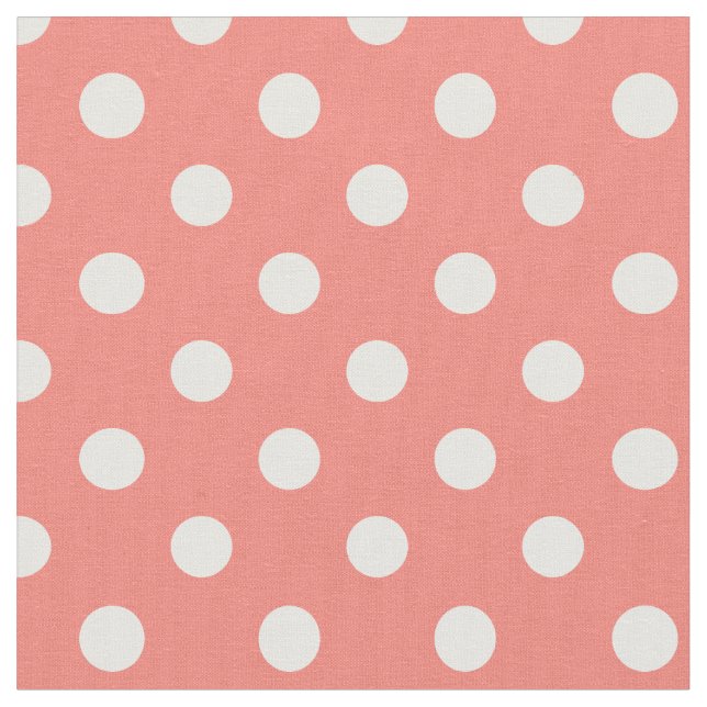 Tecido Grandes bolinhas - branco no rosa coral (Detalhe)