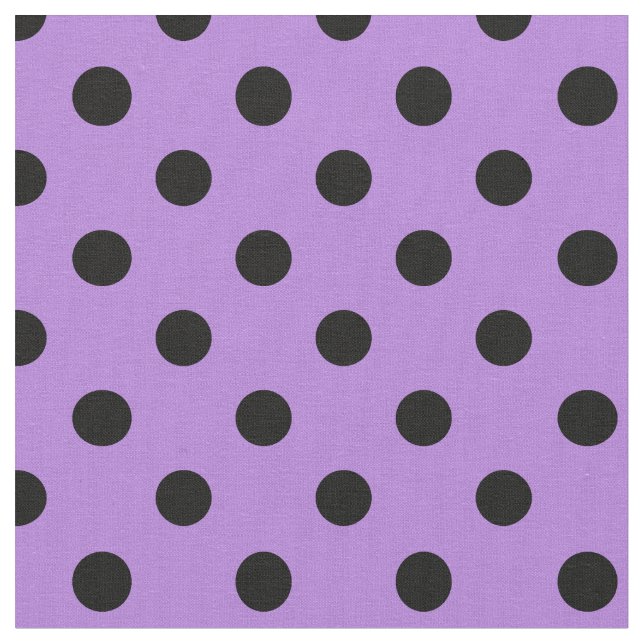 Tecido Grandes bolinhas - preto na lavanda (Detalhe)