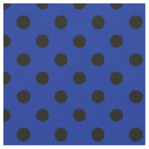 Tecido Grandes bolinhas - preto no azul imperial
