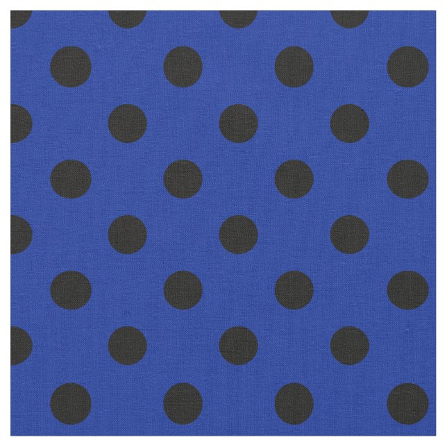 Tecido Grandes bolinhas - preto no azul imperial (Detalhe)