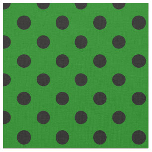 Tecido Grandes bolinhas - preto no verde