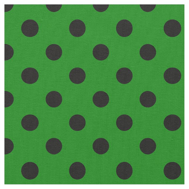 Tecido Grandes bolinhas - preto no verde (Detalhe)
