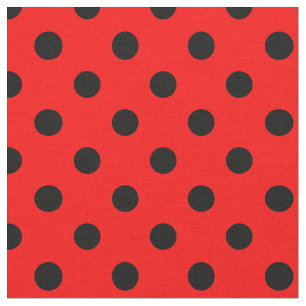 Tecido Grandes bolinhas - preto no vermelho