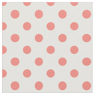 Tecido Grandes bolinhas - rosa coral no branco