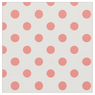 Tecido Grandes bolinhas - rosa coral no branco