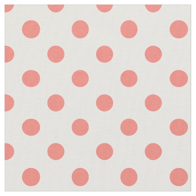 Tecido Grandes bolinhas - rosa coral no branco (Detalhe)
