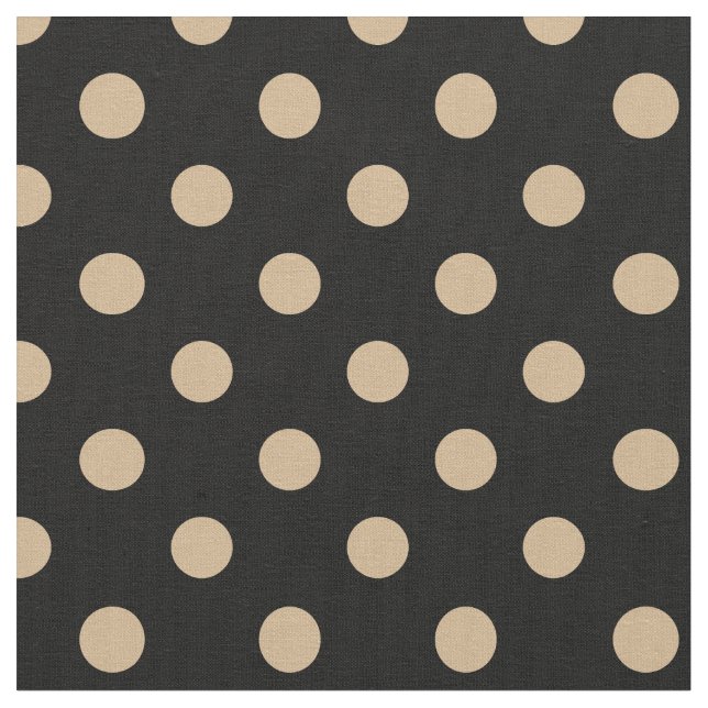 Tecido Grandes bolinhas - Tan no preto (Detalhe)