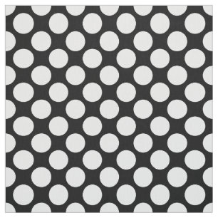 Tecido Grandes pontos retros - branco e preto