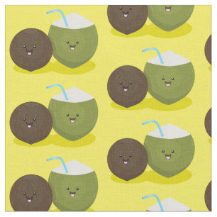 Tecido Grátis feliz desenho animado de coconuts kawaii