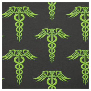 Tecido Green Celtic Knot Caduceus