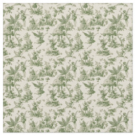 Tecido Green Forest fairies Toile de Jouy Pattern