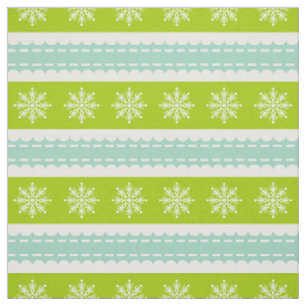 Tecido Greve de Natal Verde e Azul com Flocos de Neve