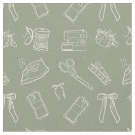 Tecido Grey Green Sewing Themed Pattern