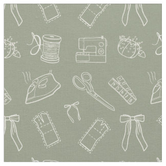 Tecido Grey Green Sewing Themed Pattern
