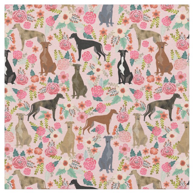Tecido greyhound floral cor-de-rosa (Detalhe)