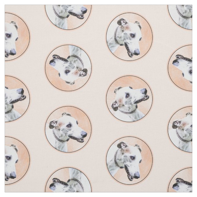 Tecido Greyhound Pintando Cachorro Branco Branco Branco B (Modelo)