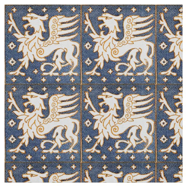 TECIDO GRIFFINS DE FANTASIA BRANCA AZUL (Modelo)