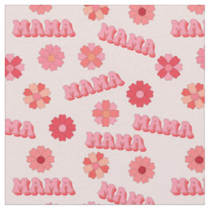 Tecido Groovy Hippy Mama Pink Texto Palavras e Flores