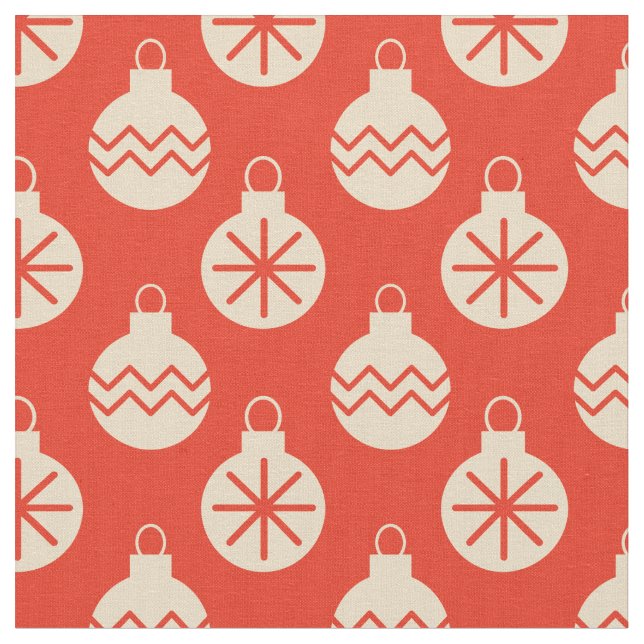 Tecido Groovy Retro Christmas Bauble Decorations Red (Detalhe)