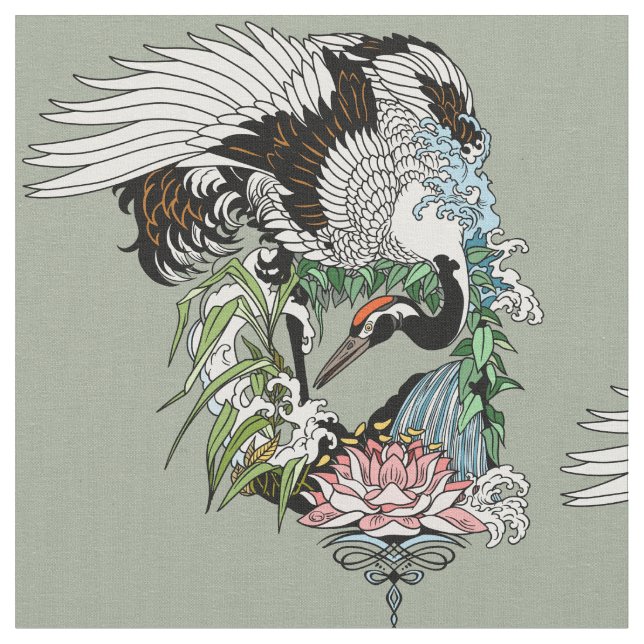 Tecido grua japonesa no jardim (Detalhe)