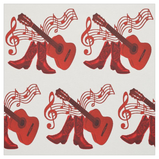 Tecido Guitarra vermelha e botas da música ocidental do (Modelo)