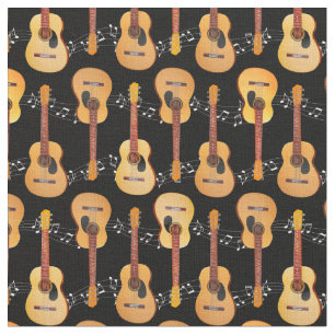 Tecido Guitarras acústicas clássicas em preto