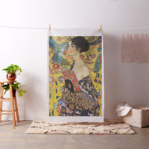 Tecido Gustav Klimt Lady Com Pintura Fan Art Nouveau