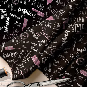 Tecido Hair Stylist Text e Tools Pink2 ID749