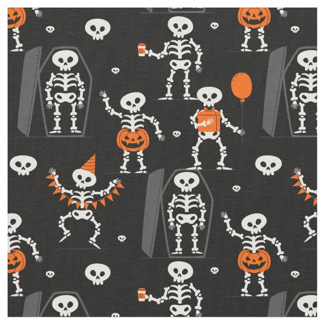 Tecido halloween birthday party skeleton coffin skull (Detalhe)