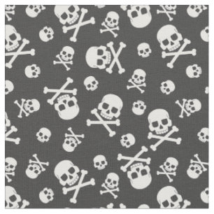 Tecido Halloween Branco e Crossbones