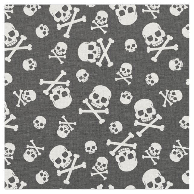 Tecido Halloween Branco e Crossbones (Detalhe)